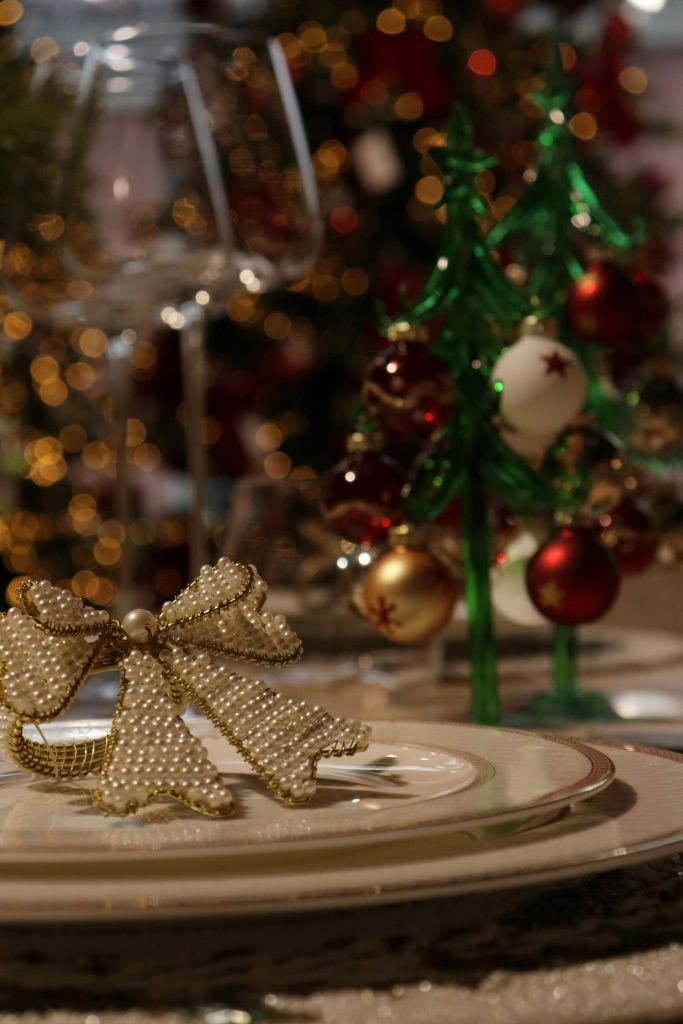 Elegant christmas table setting with festive decorations